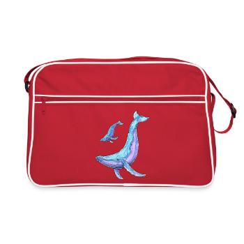 Humpback whale with calf - Retro Bag - red/white - Front