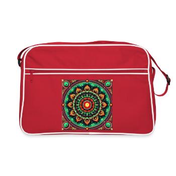 Manda en vitrail vert et orange - Sac Retro - rouge/blanc - Devant