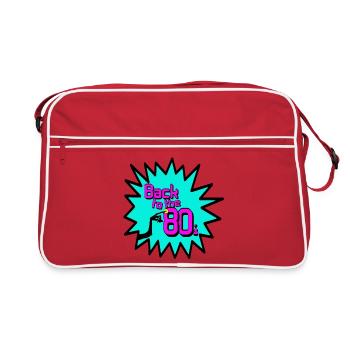 80er Party Retro Fun Motto Party Shirt , 80s (25) - Retro Tasche - Rot/Weiß - Vorne