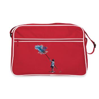  Kind malt Farbwolke - Retro Tasche - Rot/Weiß - Vorne