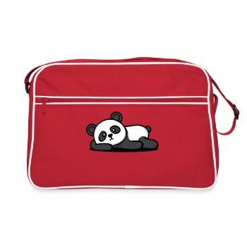 I don't care Statement Panda indifferent - Retro Bag - red/white - Front