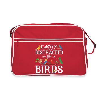 Facilement distrait par les oiseaux - Sac Retro - rouge/blanc - Devant