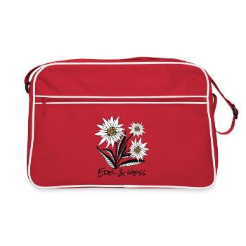 Edelweiß ist edel & weiß - Bergblume in Perfektion - Retro Tasche - Rot/Weiß - Vorne
