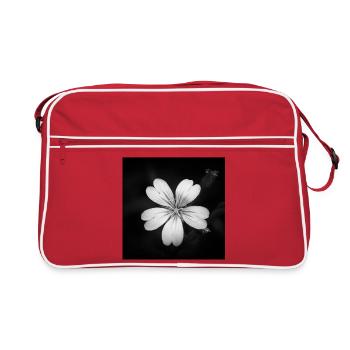 Weiße Blume Ackerhornkraut, Acker-Hornkraut Poster - Retro Tasche - Rot/Weiß - Vorne