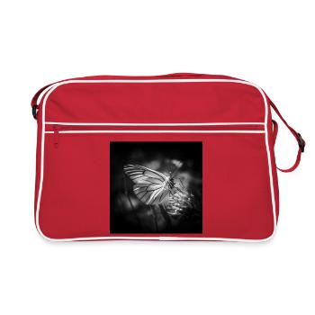 Butterfly Closeup Poster Black and White - Retro Bag - red/white - Front