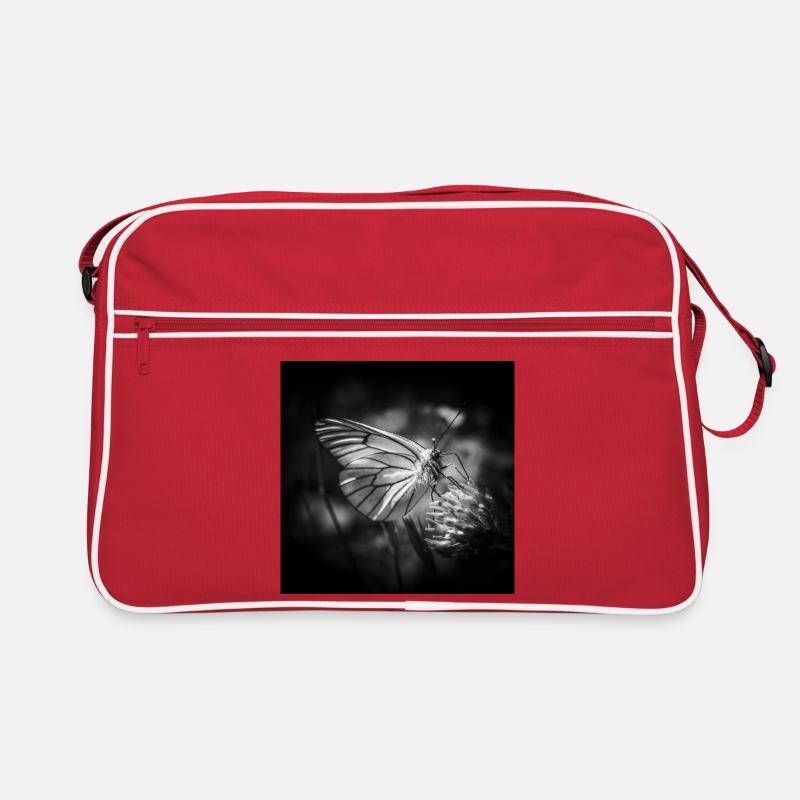 Papillon gros plan affiche noir et blanc Sac Retro