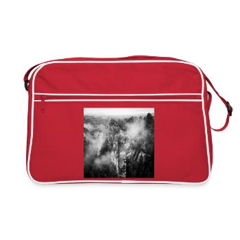 Basteibrücke Sächsische Schweiz Nebel Poster - Retro Tasche - Rot/Weiß - Vorne