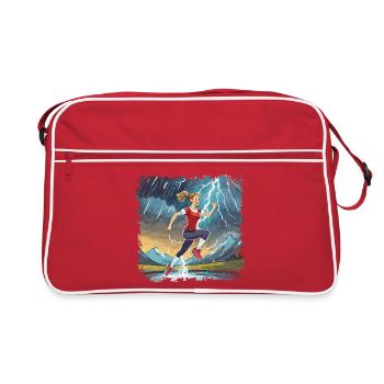 sporty woman jumping over the puddle - Retro Bag - red/white - Front
