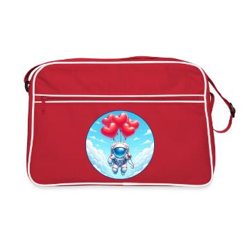 Heart Balloon Astronaut Cloud Flight - Retro Bag - red/white - Front