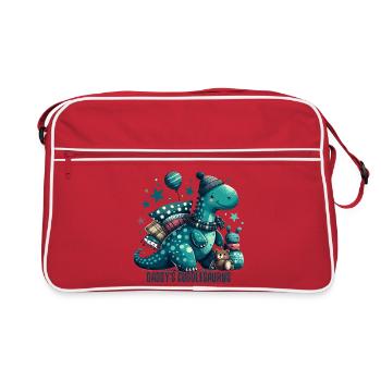 Daddy’s Cuddlesaurus Kuschel-Dinosaurier Geschenk - Retro Tasche - Rot/Weiß - Vorne
