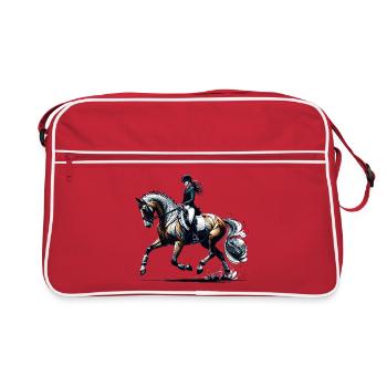 Cadeau de cheval d’équitation de dressage - Sac Retro - rouge/blanc - Devant