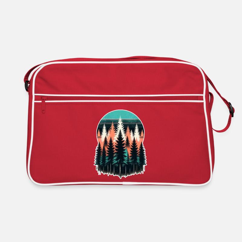 Waldlicht Abendrot - Retro Tasche - Rot/Weiß