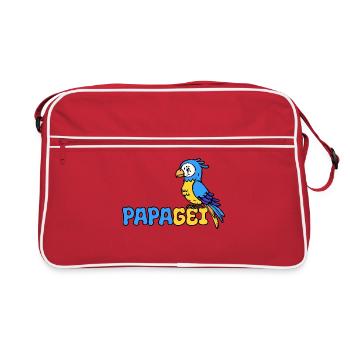 Papagei Spuch Vogel Zoo Tierliebhaber Urwald - Retro Tasche - Rot/Weiß - Vorne