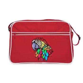 Oiseau, Perroquet, Zoo, Animal, Amoureux Des Animaux, Animal De Compagnie - Sac Retro - rouge/blanc - Devant