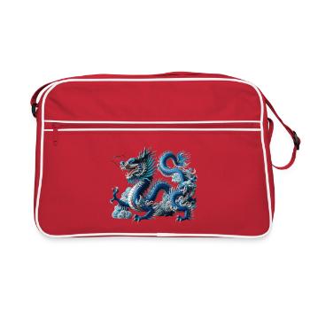 Blue kite in the river of clouds - Retro Bag - red/white - Front