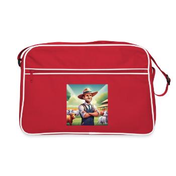 agriculture, agriculteur, fermier, campagne - Sac Retro - rouge/blanc - Devant