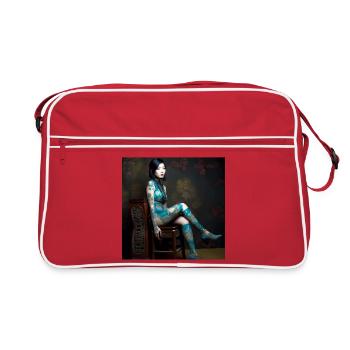 Portrait Frau 05 Tattoo - Retro Tasche - Rot/Weiß - Vorne