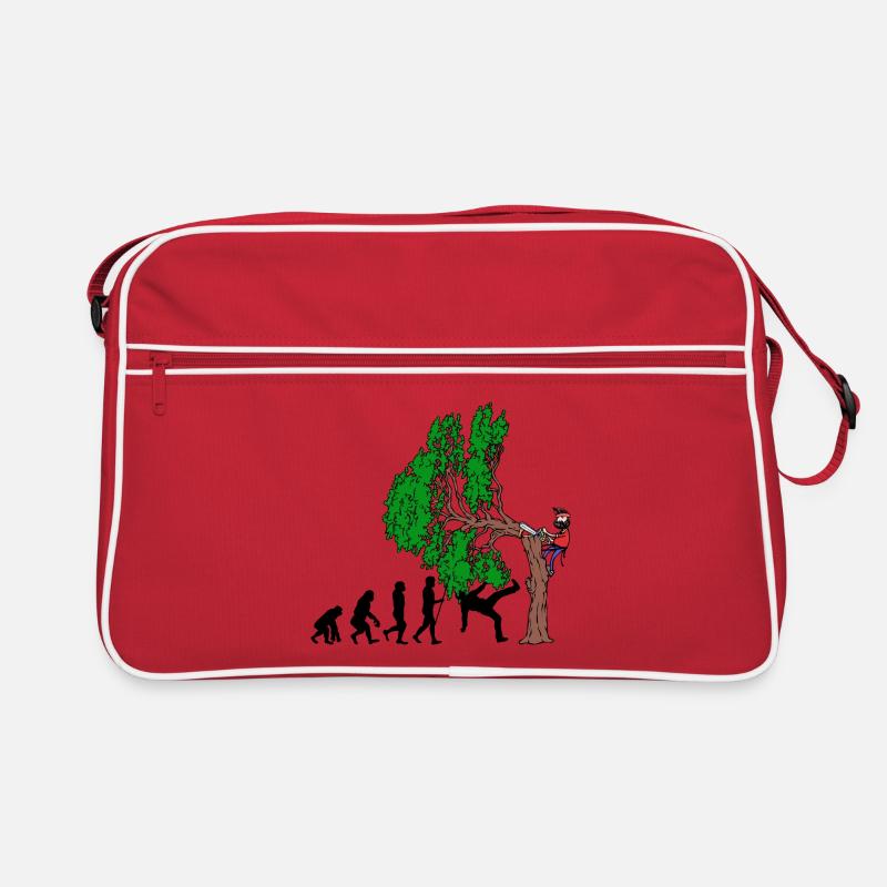 Baum Evolution Holz Holzfäller Baumfäller Wald Retro Tasche