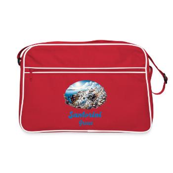 Santorin, Grèce, voyage au volcan Akrotiri - Sac Retro - rouge/blanc - Devant