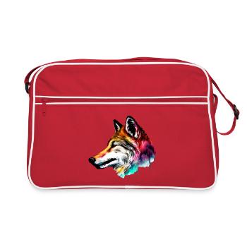 Colorfull Wolf Head - Retro Bag - red/white - Front