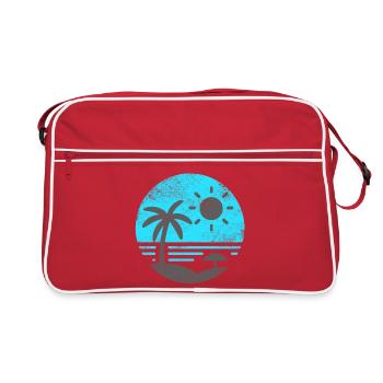 Vintage Beach Blue Grey - Retro Bag - red/white - Front