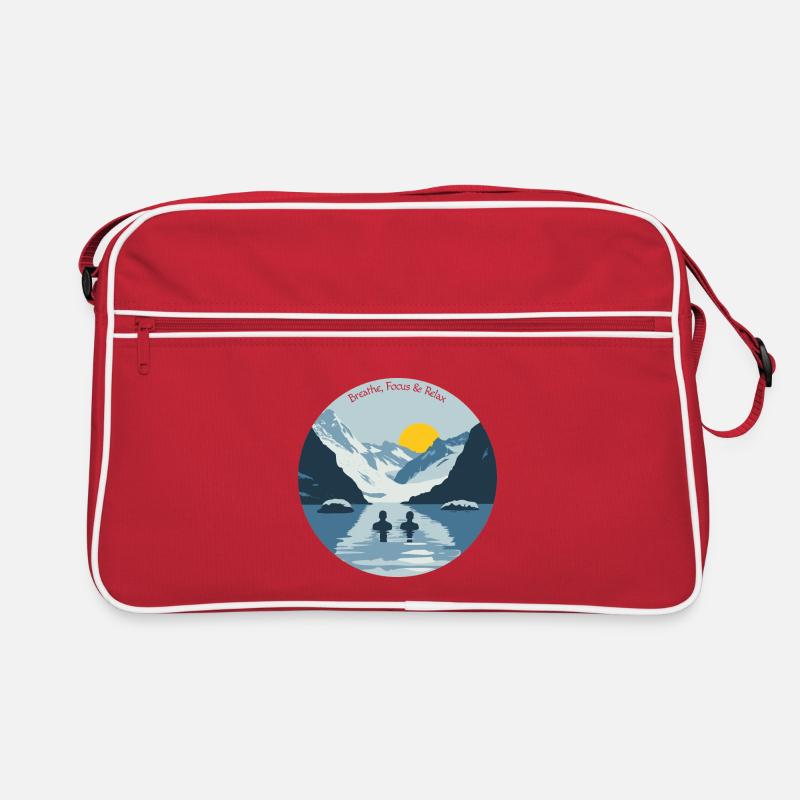 Two people taking an ice bath in the cold mountains Retro Bag