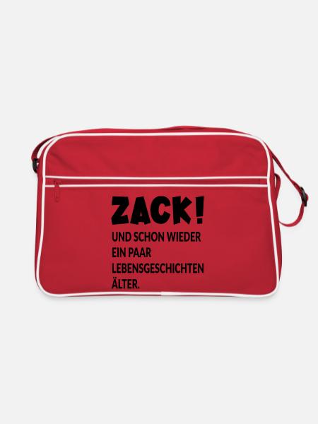 GEBURTSTAG - ÄLTER WERDEN - Retro Tasche - Rot/Weiß - Vorne