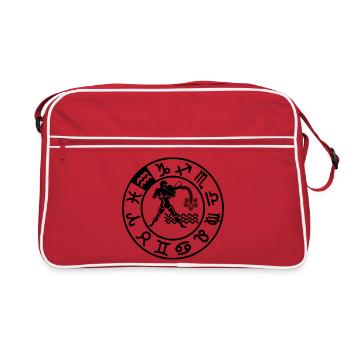 Aquarius zodiac sign in circle of twelve signs - Retro Bag - red/white - Front