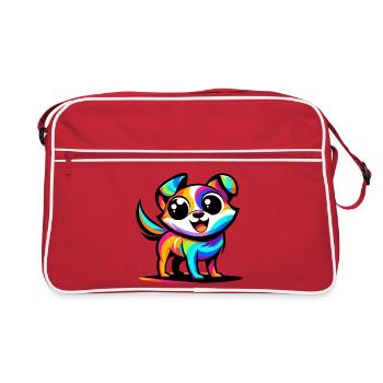 A vibrant cartoon style dog - Retro Bag - red/white - Front