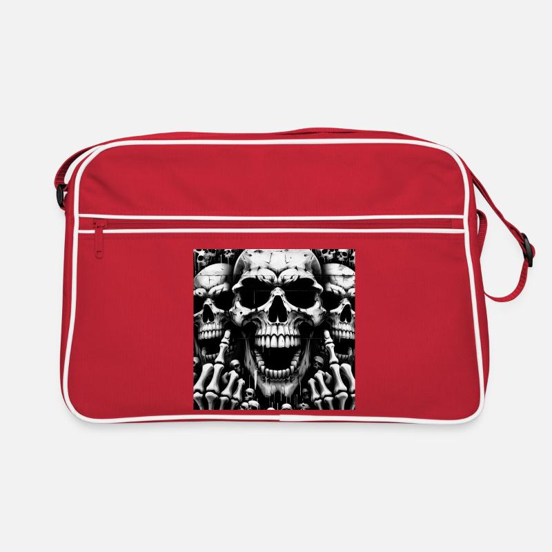 Rock 'n' Roll-Design > Skelettköpfe Statement > - Retro Tasche - Rot/Weiß