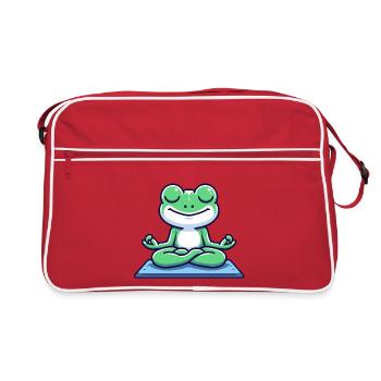 Amphibien méditatif : la grenouille éclairée - Sac Retro - rouge/blanc - Devant