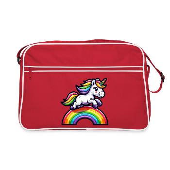 Licorne arc-en-ciel radieuse : la jument magique - Sac Retro - rouge/blanc - Devant