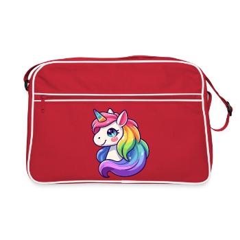 Licorne arc-en-ciel radieuse : la jument mythique - Sac Retro - rouge/blanc - Devant