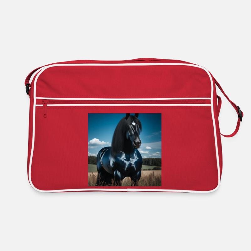 Mächtiges schwarzes Pferd Retro Tasche