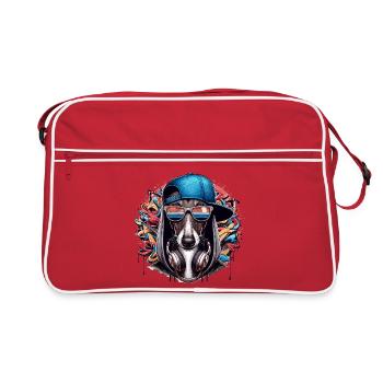 Cadeau de graffiti de chien Greyhound Gangsta - Sac Retro - rouge/blanc - Devant