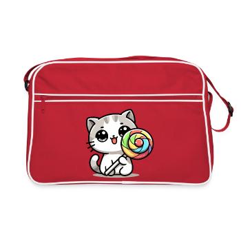 Moustaches sucrées : le chat de bonbon - Sac Retro - rouge/blanc - Devant