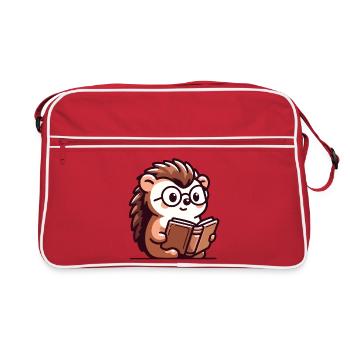 Bookish Hedgehog: The Tiny Scholar - Retro Bag - red/white - Front