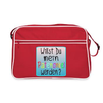 TAUFE - PATENONKEL WERDEN - Retro Tasche - Rot/Weiß - Vorne