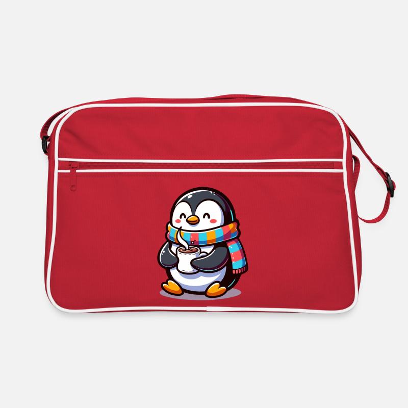 Pingouin charmant avec écharpe colorée Sac Retro
