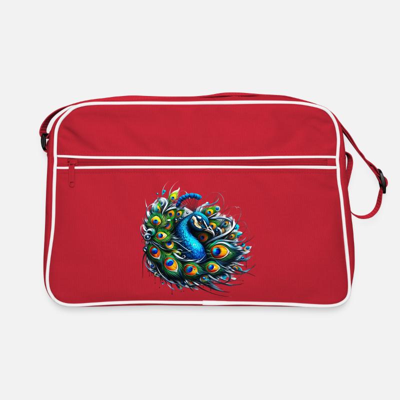 Pfau - Retro Tasche - Rot/Weiß