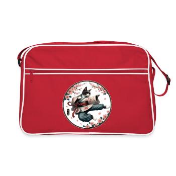 Chat avec kimono en position de combat de kung-fu - Sac Retro - rouge/blanc - Devant