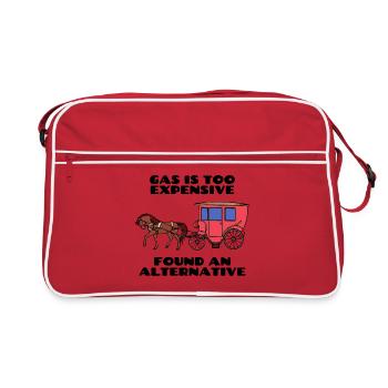 Tanken Cooler Spruch Energiespeicher Strom - Retro Tasche - Rot/Weiß - Vorne