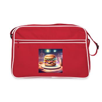 Burger, Hamburger, Fast Food - Retro Tasche - Rot/Weiß - Vorne