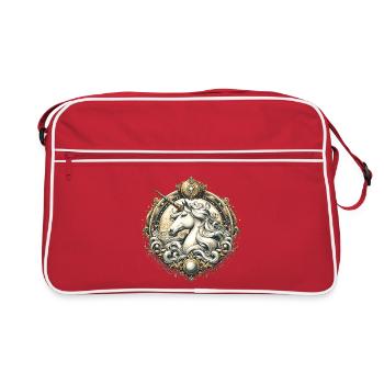 majestätisches Einhorn kunstvoll verziert - Retro Tasche - Rot/Weiß - Vorne