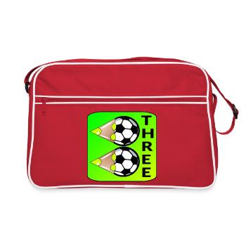 3. Geburtstag - Fußball DREI - Retro Tasche - Rot/Weiß - Vorne