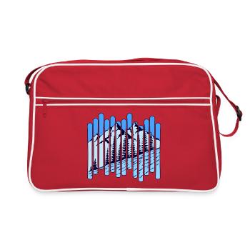 Schnee Winter Skifahrer Wintersport Berg Eis Frost - Retro Tasche - Rot/Weiß - Vorne