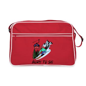 Schifahrer Statement Wintersport Schispringen Berg - Retro Tasche - Rot/Weiß - Vorne