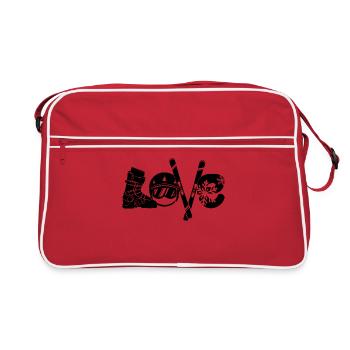 Wintersport Spruch Eishockey Schifahrer Schnee - Retro Tasche - Rot/Weiß - Vorne