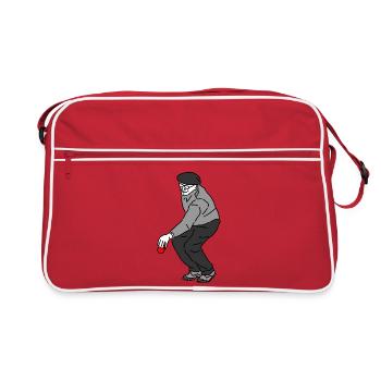 Petanque Spieler Linkshänder - Retro Tasche - Rot/Weiß - Vorne