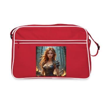 Kriegerin des Feuerwalds - Retro Tasche - Rot/Weiß - Vorne